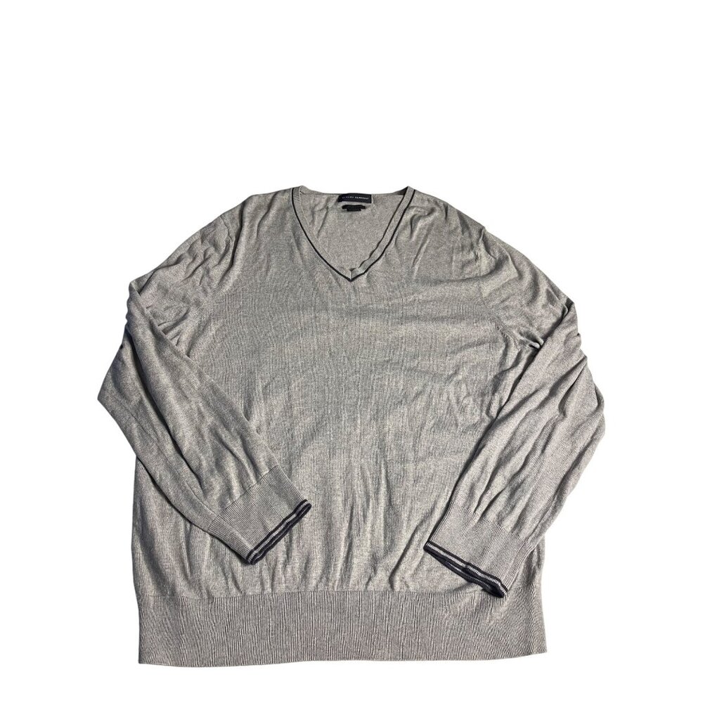 Banana Republic Men’s Gray V-Neck Sweater XL Luxury Blend Silk Cotton Cashmere